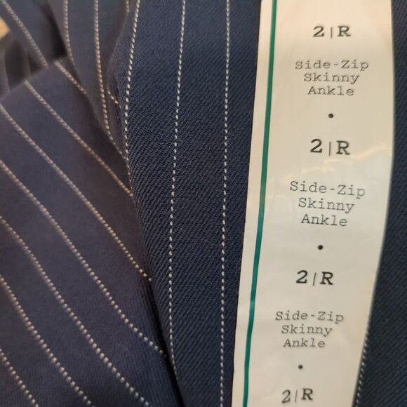 NWT A New Day Womens 2 Navy Stripe Side Zip Skinny Ankle Pants High Rise Stretch - Picture 7 of 7